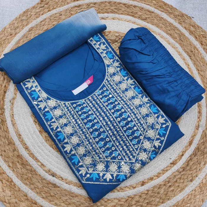 Premium Rayon Straight Top Bottom Dupatta Set | TS3384